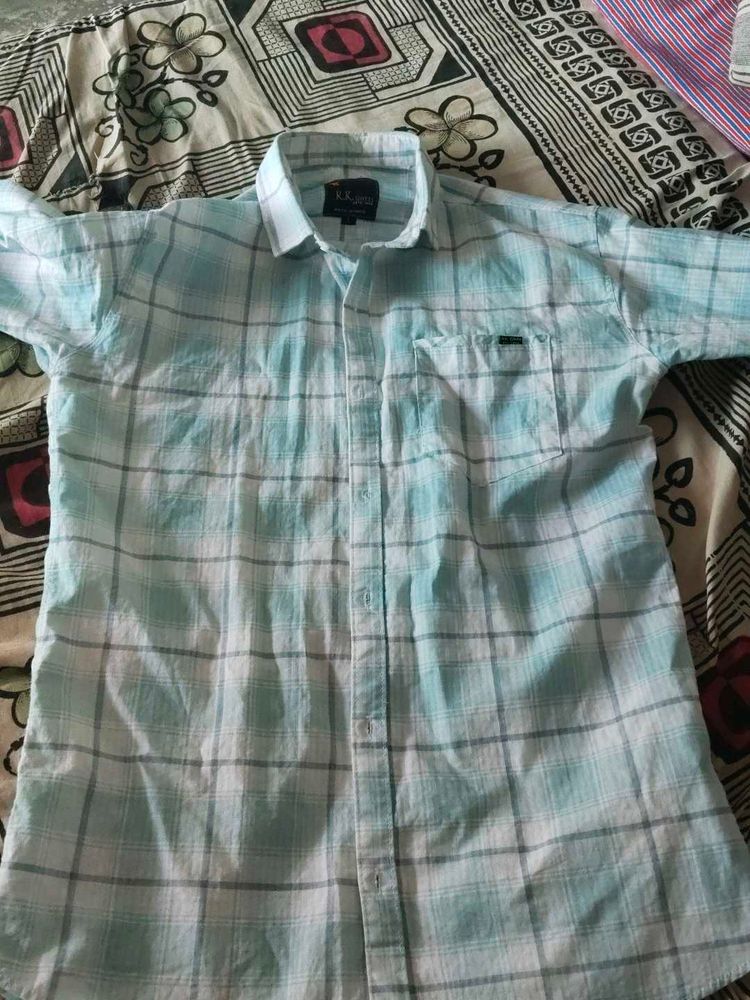 Blue Plaid Button-Down Shirt
