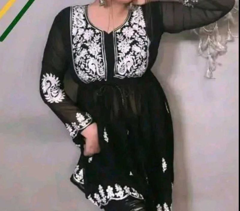 Stylish Black chikankari Kurta (S size)