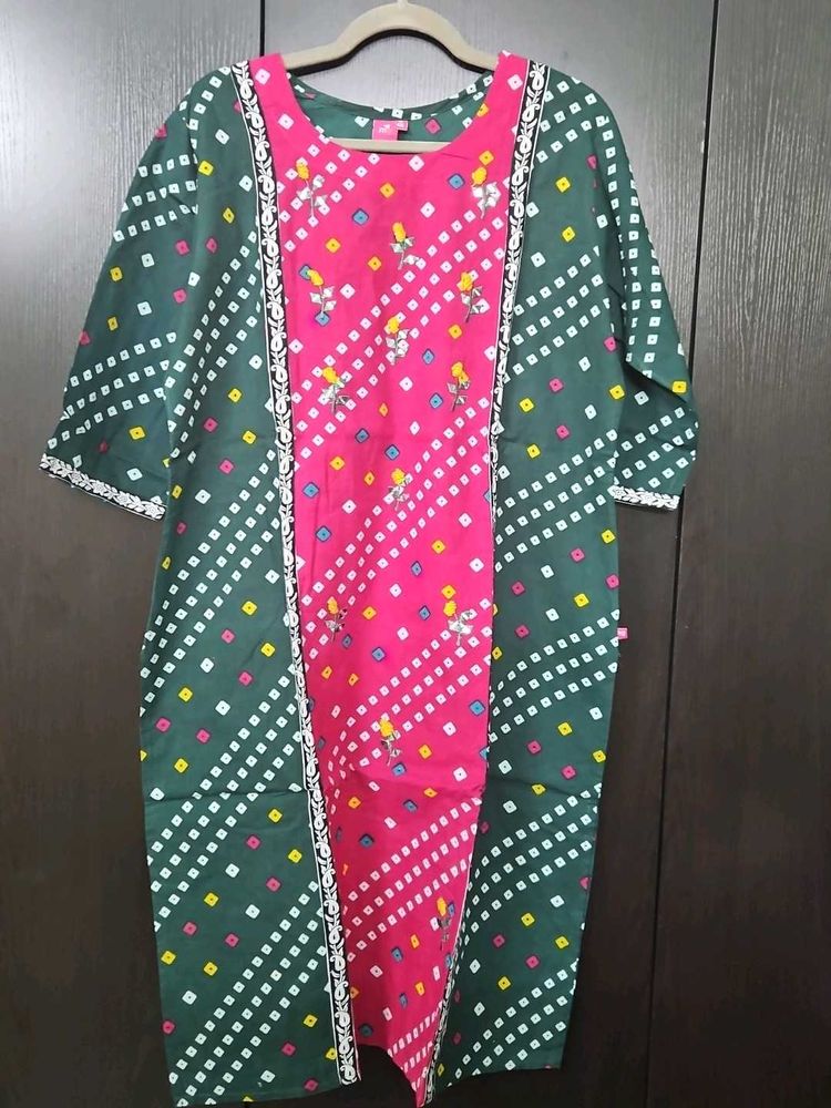 Ethnic Green &amp; Pink Kurta