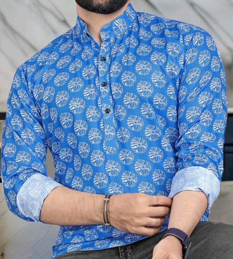 Blue Printed Kurta XxL (V)