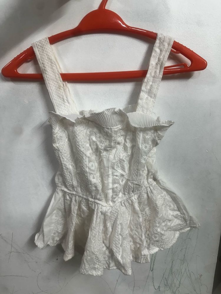 White Lace Peplum Top