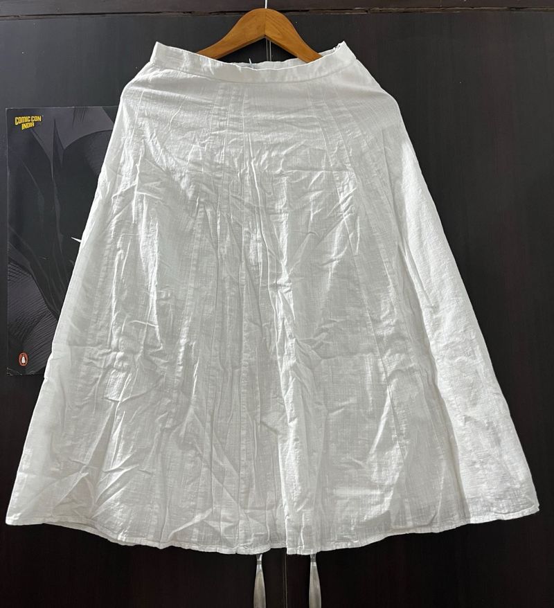 White Cotton A-Line Skirt