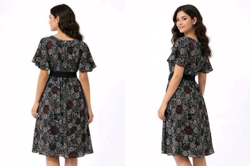 Stylish Printed Midi Dress