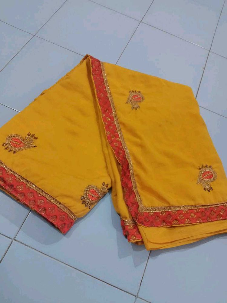 Mustard (Work)Saree With Blouse