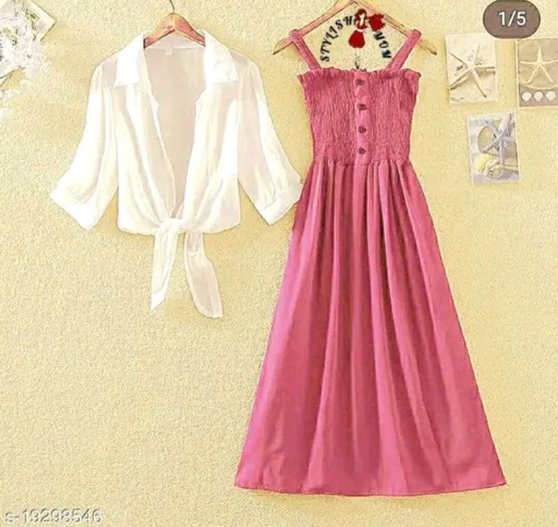 Pink Dress with White Shrug