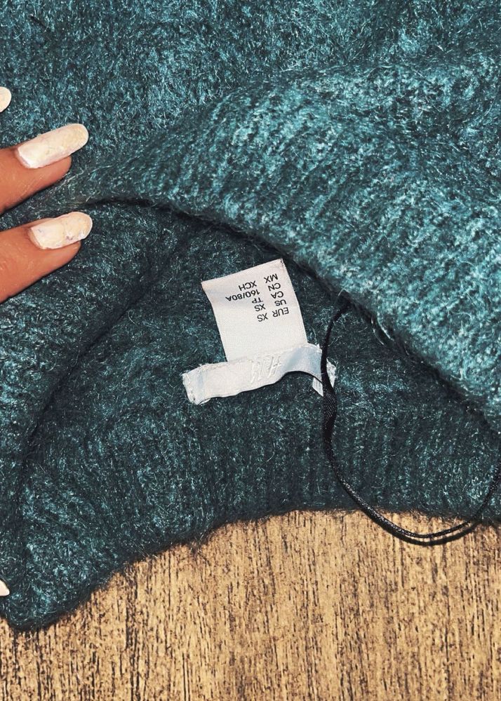 h&amp;m Teal Knit Sweater with bell sleeves