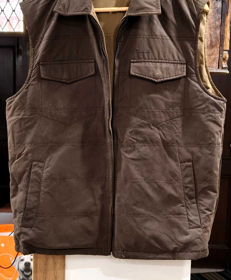 Richlook Men Brown Sleeveless Reversible Jacket