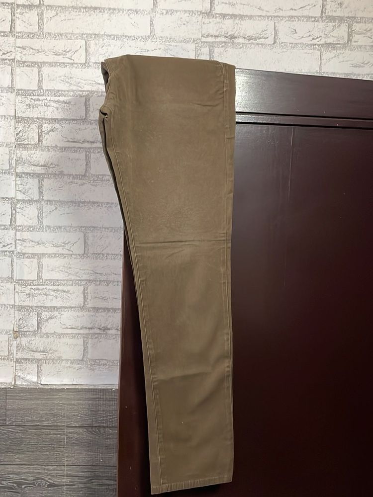 Peter England Slim Fit Pants Brown