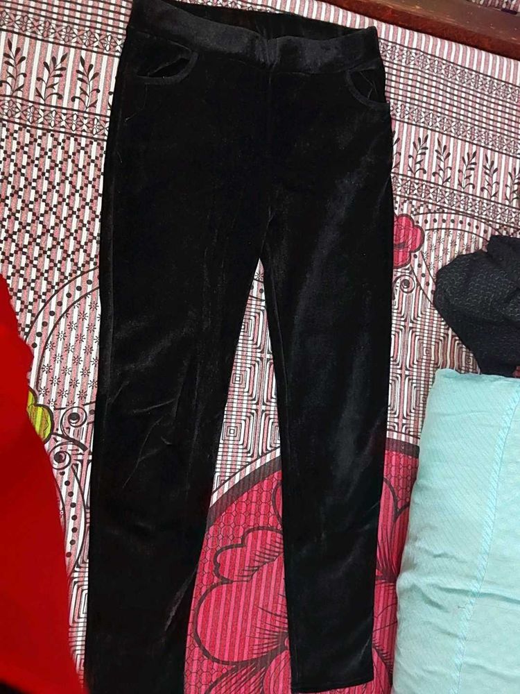 Stylish Black Velvet Pants