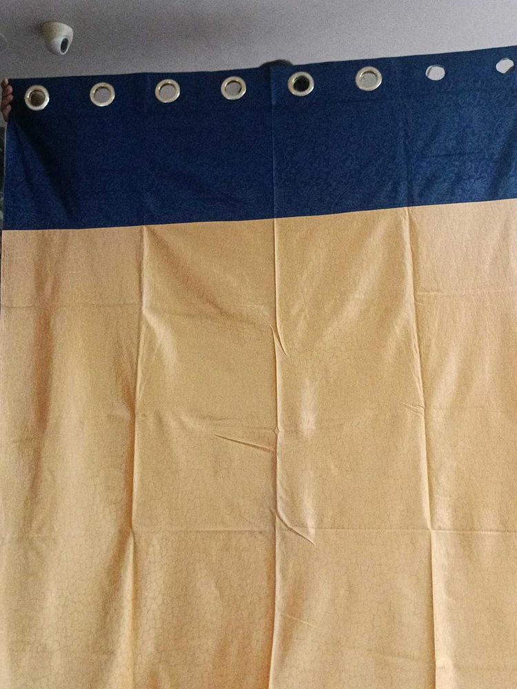 Unique Blue and Beige Grommet Curtain