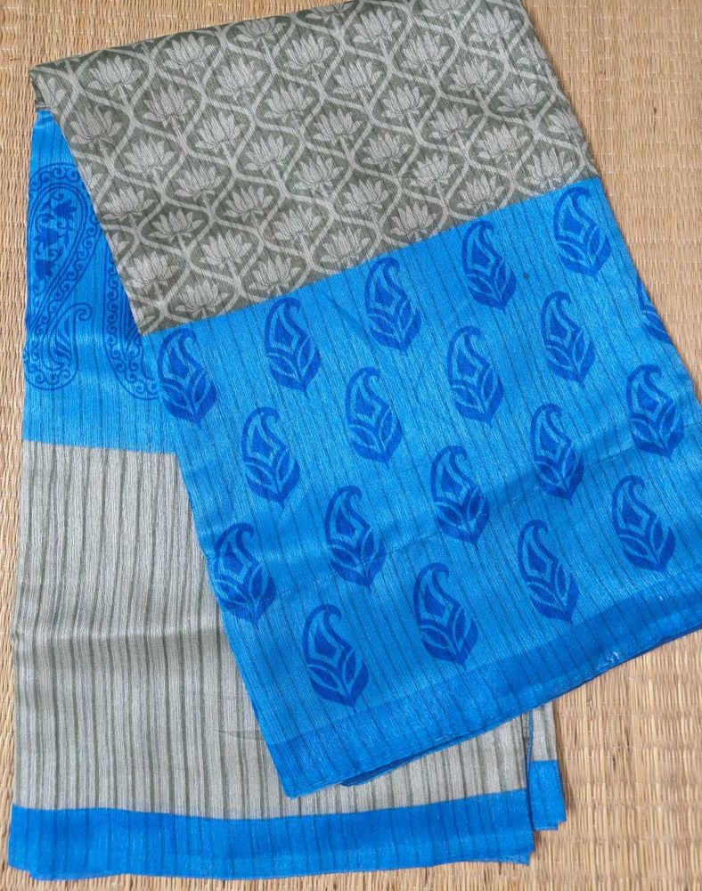 Elegant Blue Printed Saree