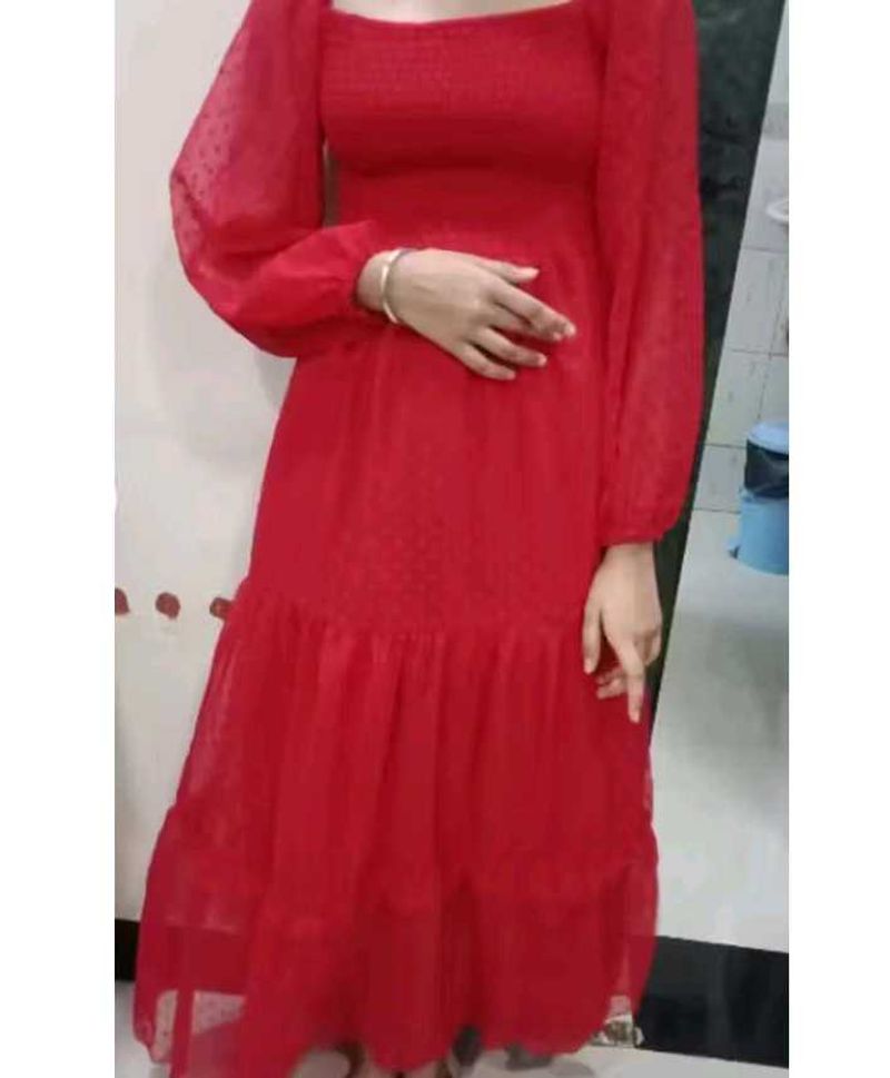 Red Tiered Midi Dress