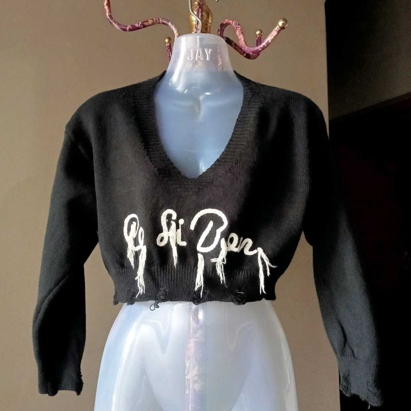 Distressed Cropped Sweater