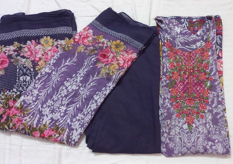 Dark Purple Pakistani Lawn Suit