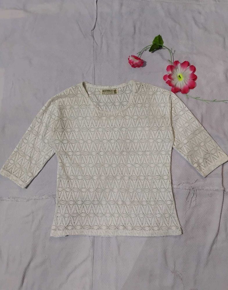 Vintage White Lace Top(Bust-36/38)