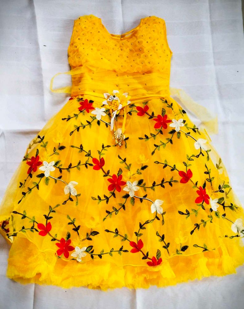 Yellow Floral Girls Dress