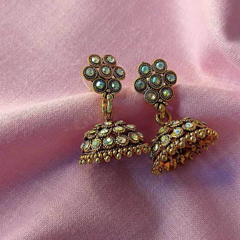 Gold-Toned Jhumka Earrings – A Touch of Royalty