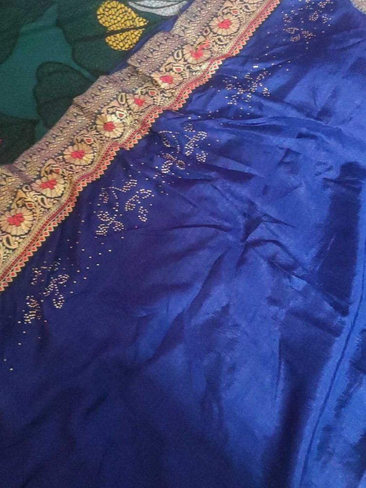 New Embroidered Navy Blue Saree