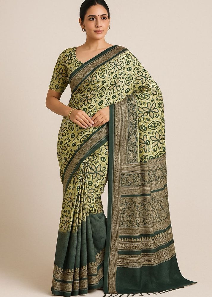 Elegant Green Printed Saree