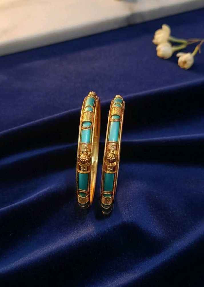 Vintage Turquoise &amp; Gold Bangles