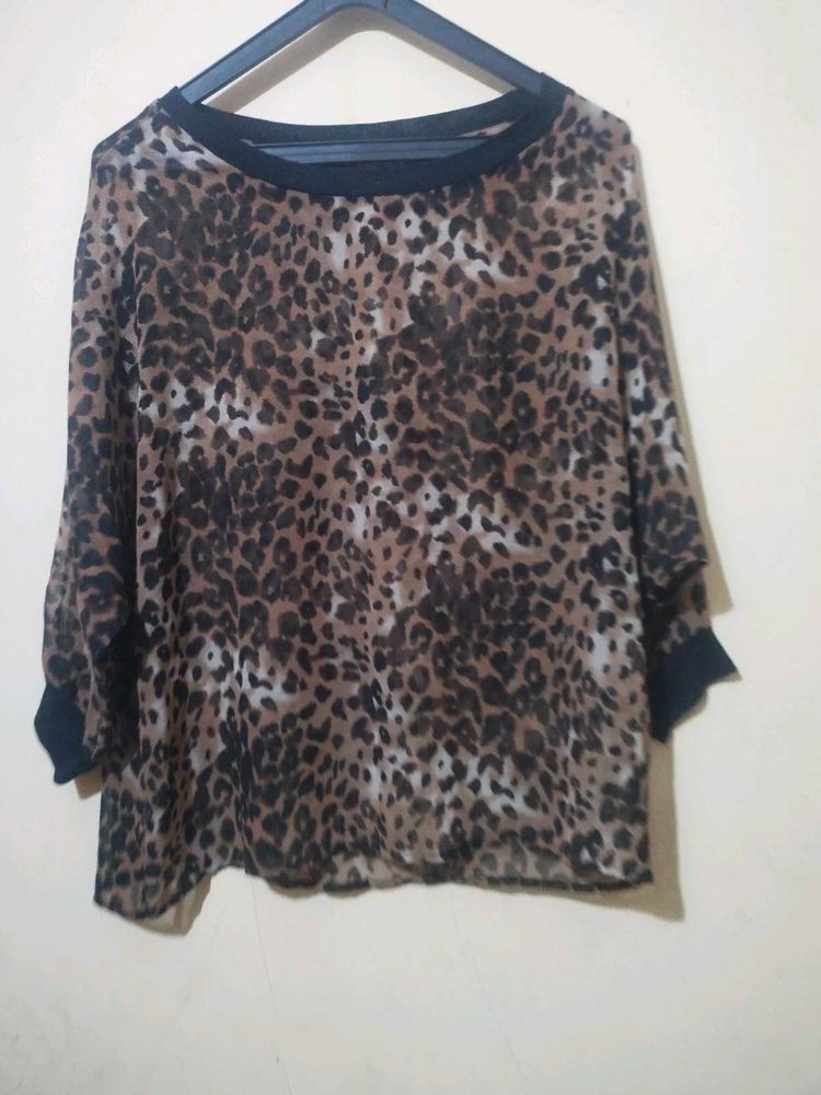 Leopard Print Sheer Top