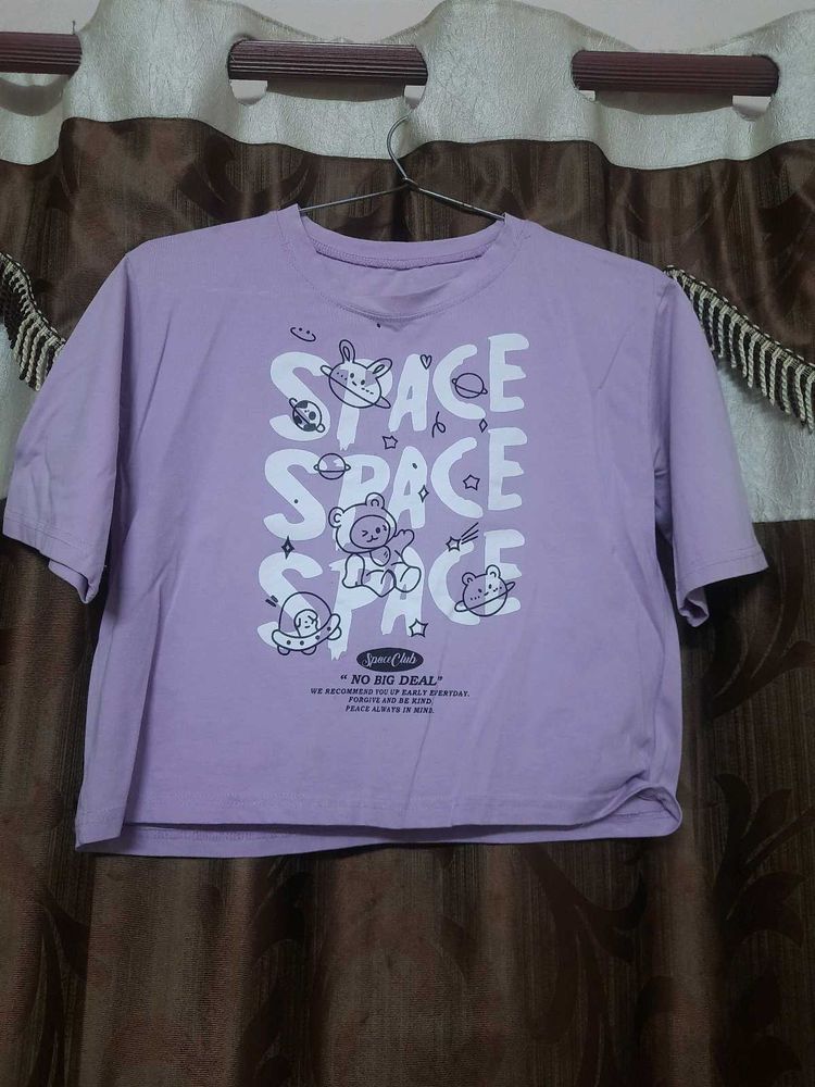 Lavender Space Graphic Crop Top