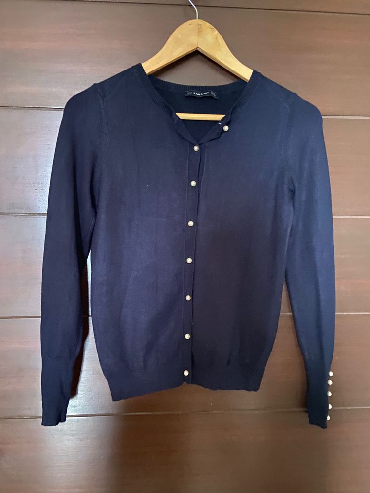 Zara (original)Navy Knit Cardigan(S)