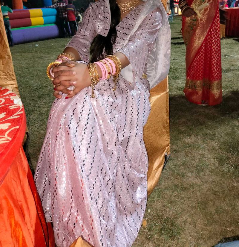 Sparkling Pink Saree