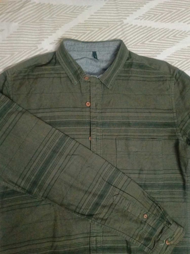 Striped Olive Green Shirt