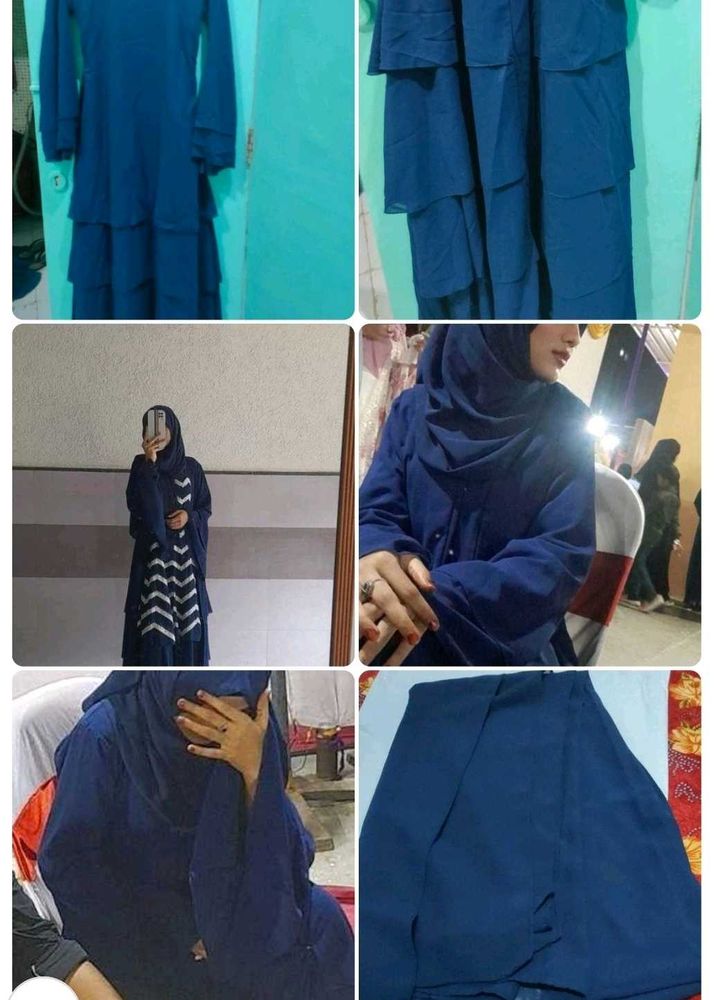 Navy Blue Tiered Abaya Dress
