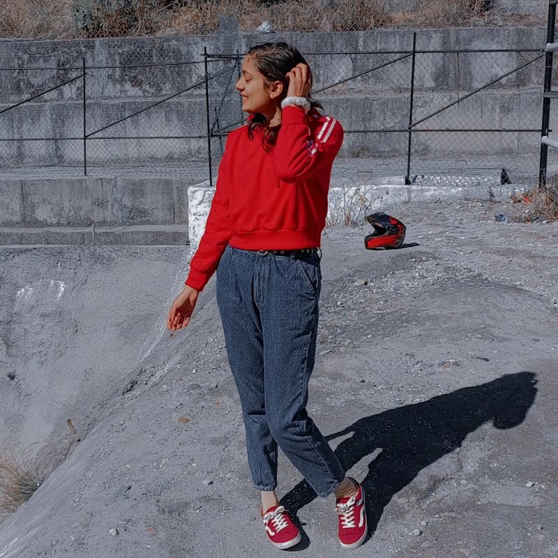 Crop Red Hoddie