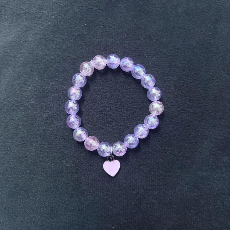 Purple Beaded Heart Bracelet