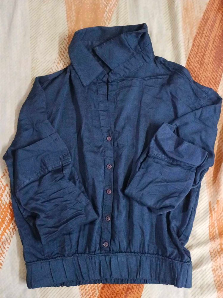 Blue Button-Down Top