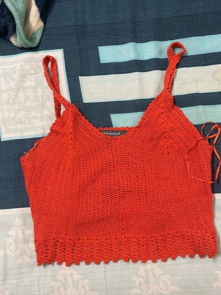 Primark Orange Crochet Crop Top