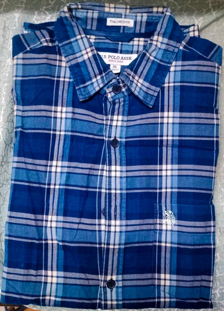 U.S. Polo Assn. Blue Plaid Shirt - XL