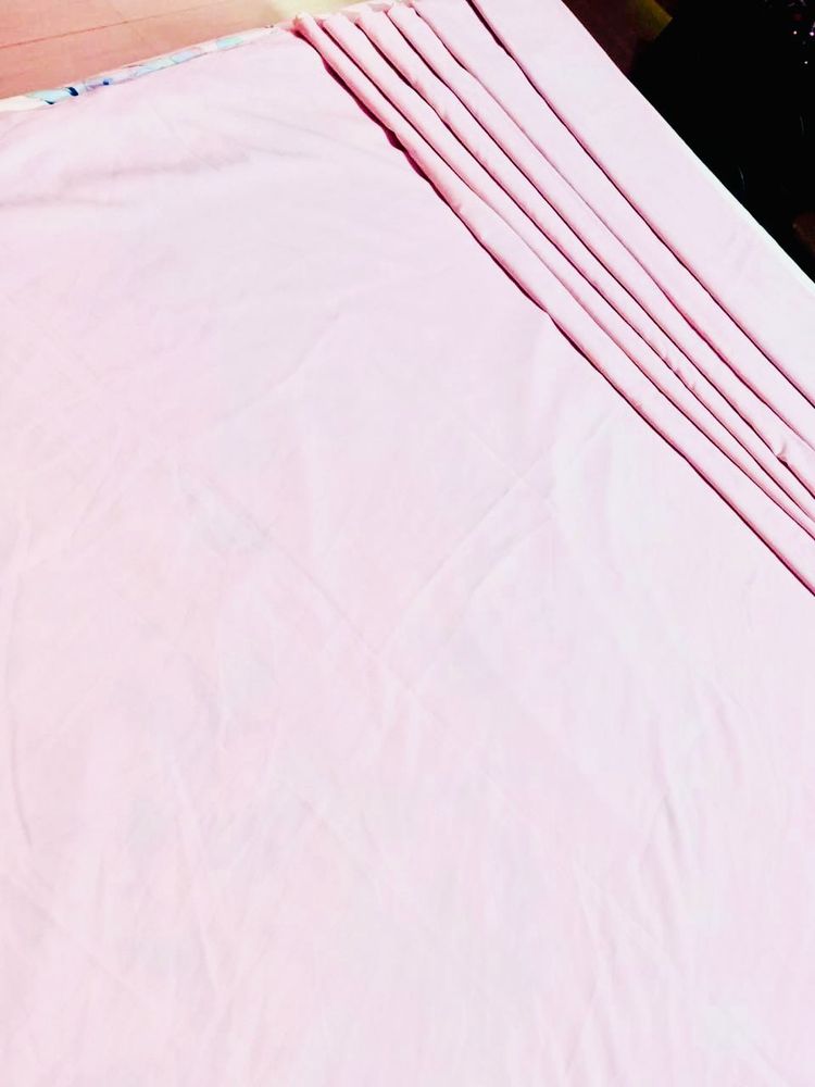 Plain Onion Pink saree &amp; Unstitched Blouse