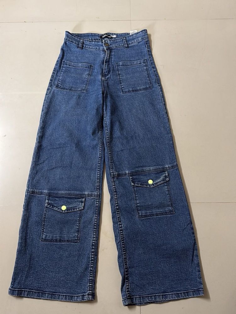 Wide Leg Denim  Pants