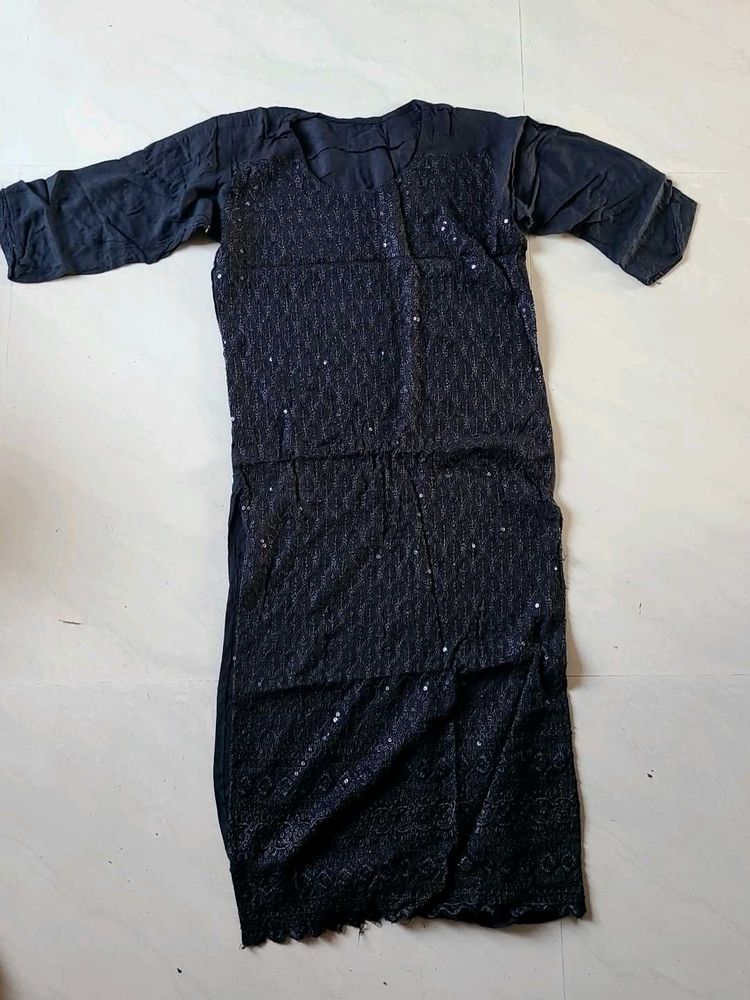 Black Embroidered Kurti Suit