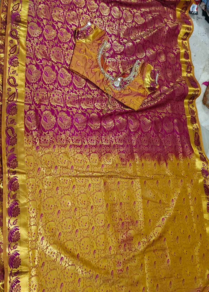 kanjivaram saree with work blouse 😍 silk
