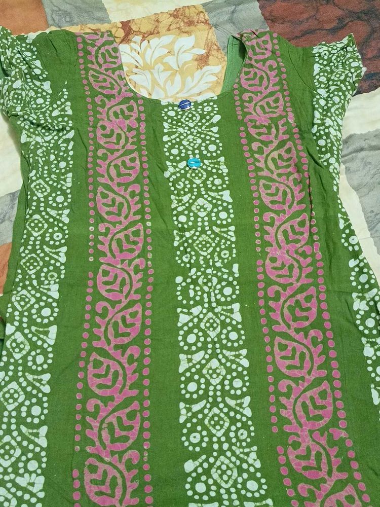Green Printed Kurta