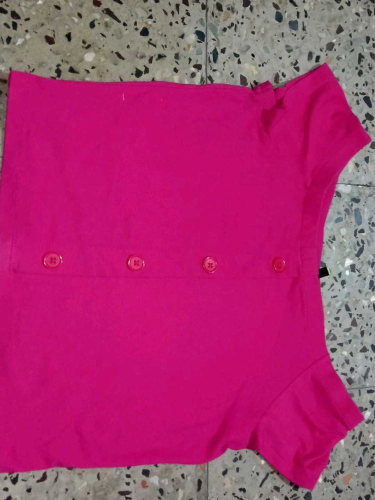 Pink Button-Down off shoulder Top