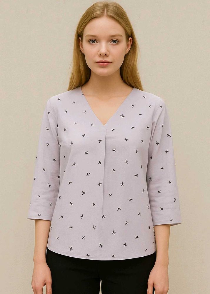 Printed V-Neck Top