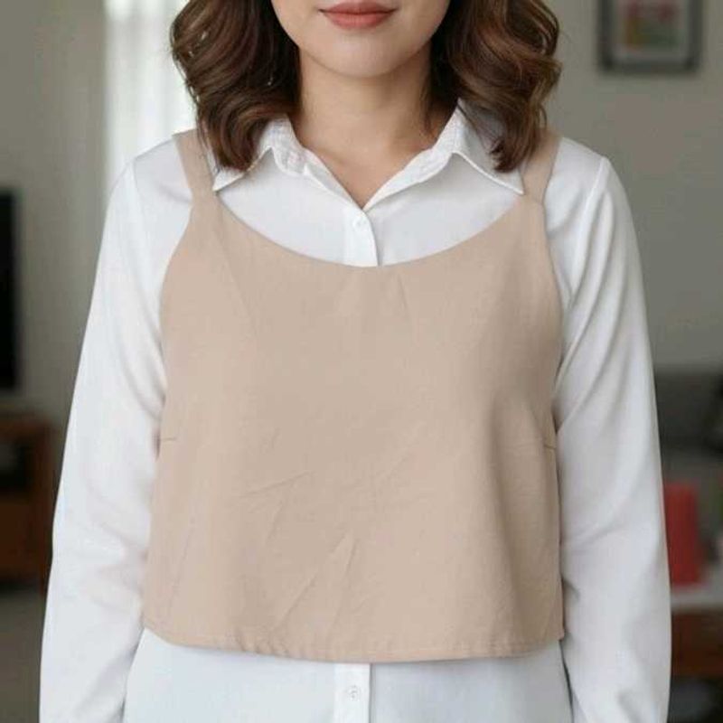 Casual Beige Crop Tank Top