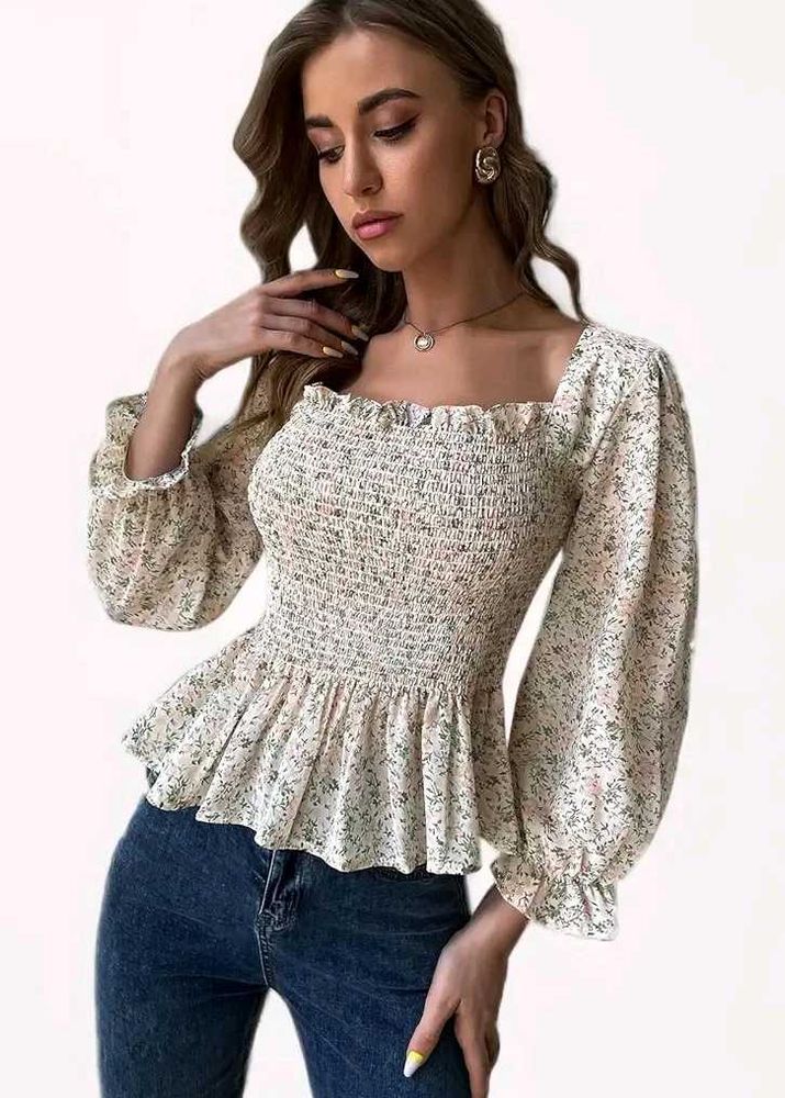 Floral Smocked Peplum Top
