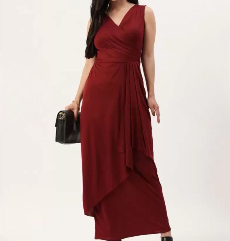 Maroon Wrap Maxi Dress