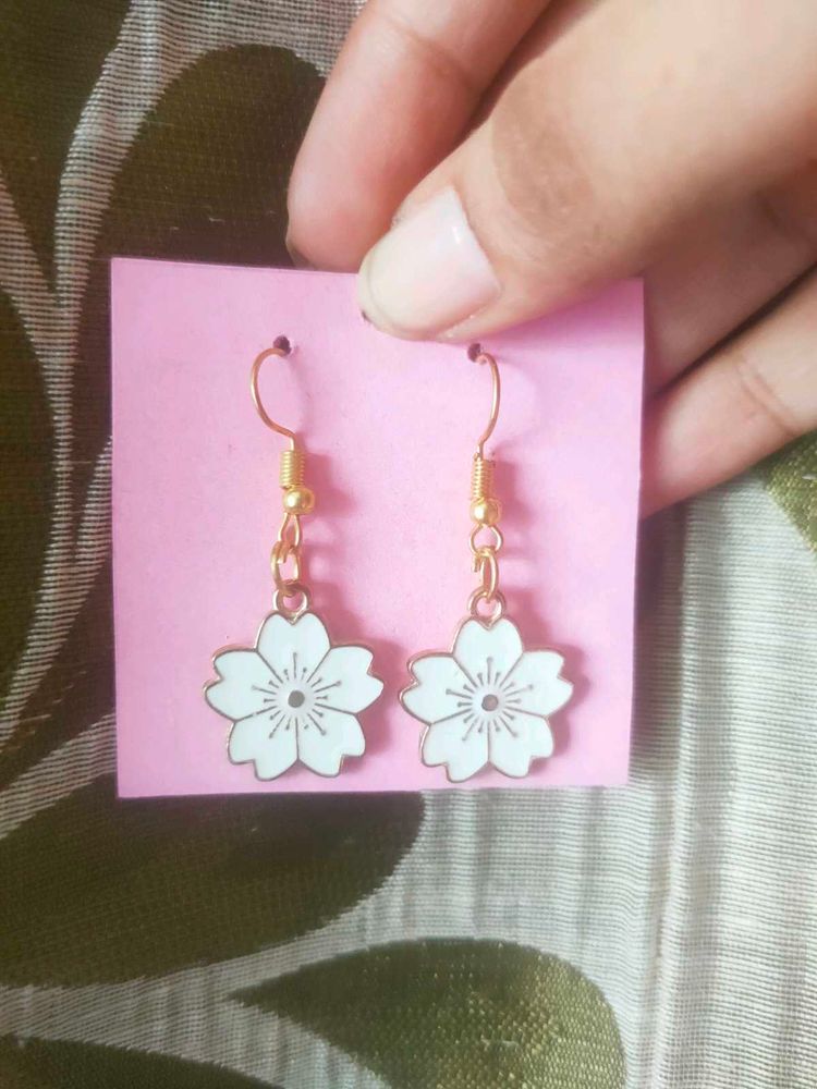 White Flower Earrings