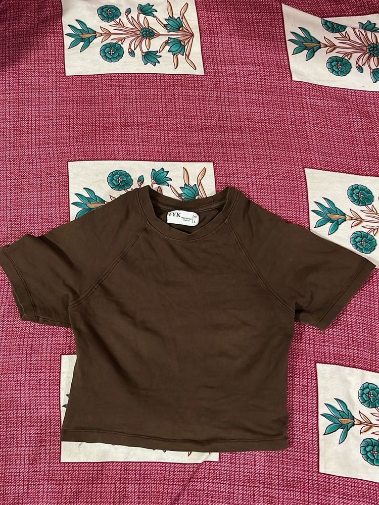 Y2k Fitted Brown Crop Top