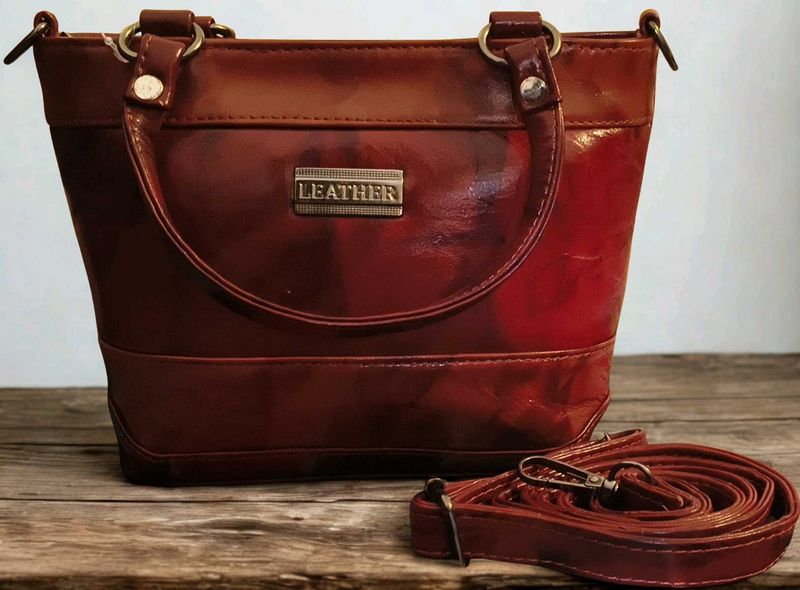 Pure Leather Handbag With Sling