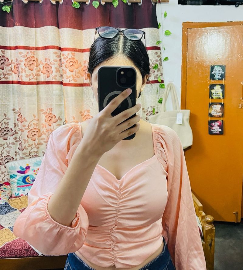 Cute Peach Colour Crop Top