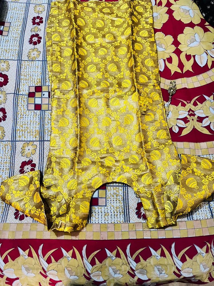 Gold Jacquard Salwar Kameez